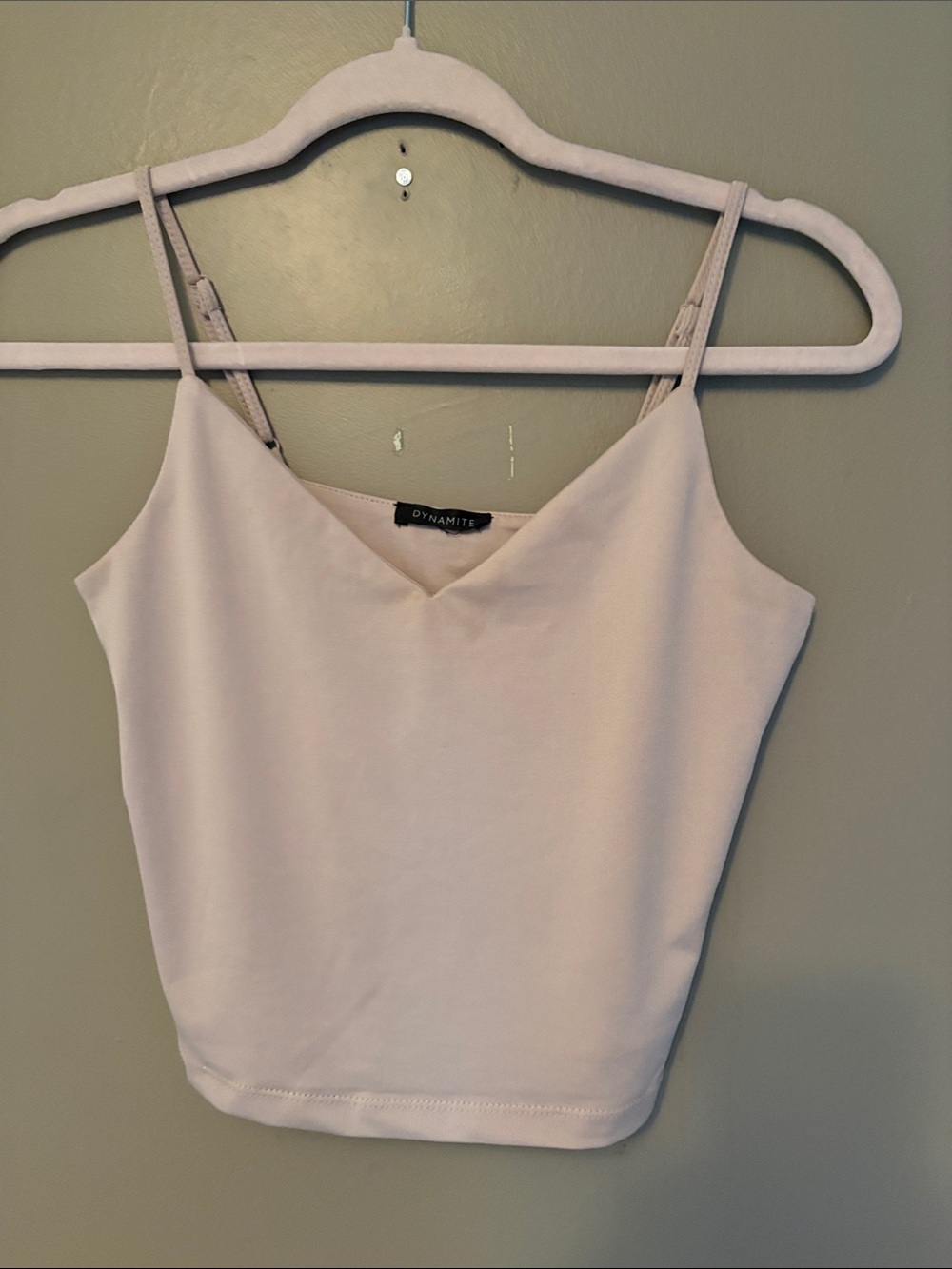 Dynamite Pale Pink V-Neck Spaghetti Strap Crop Top